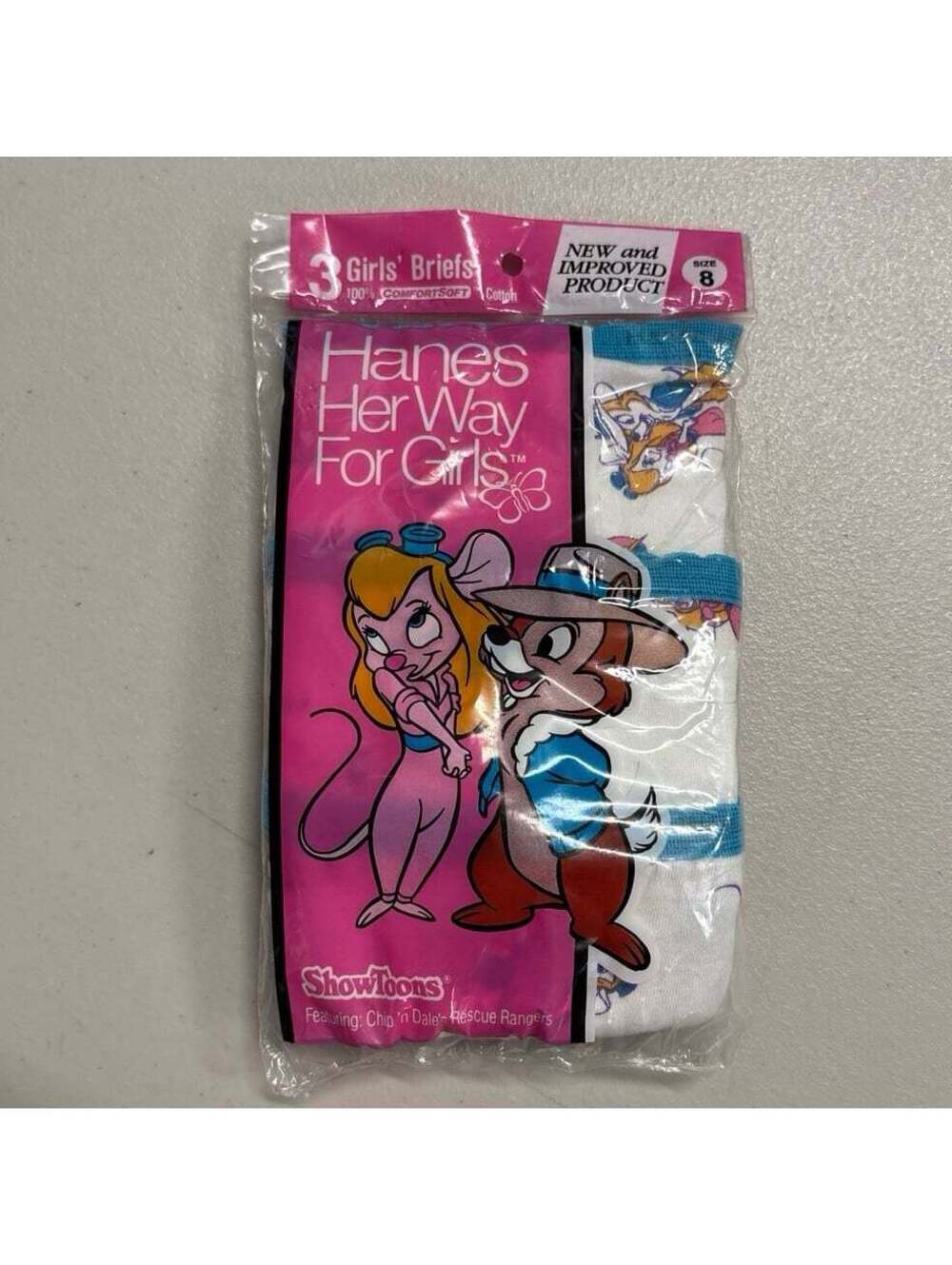 Vintage 1989 Disney Rescue Rangers Girls 3 pair pack Briefs ShowToons Size 8